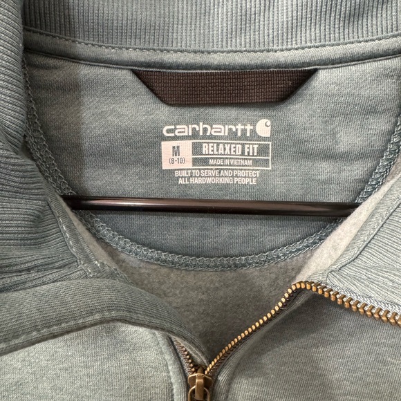 Carhartt women’s Teal Green Half-Zip Pullover Sweatshirt - Picture 4 of 4